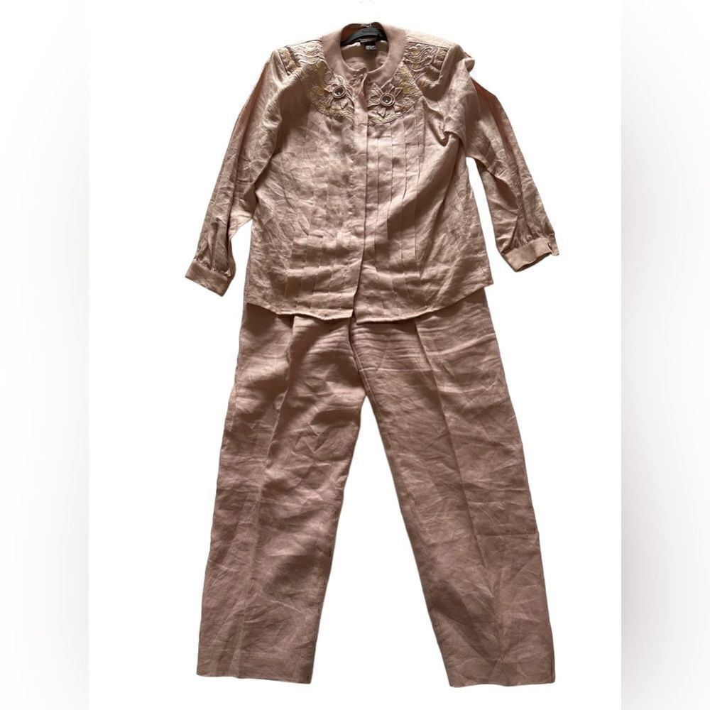 Vintage Suzelle set: pants + button Dow long sleeve shirt size 14
